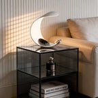 Polished Chrome Curved End Table Lamp with LED Light