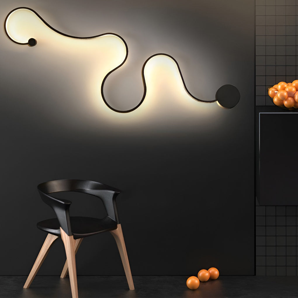 Modern Black Curved Wall Sconce with LED Light