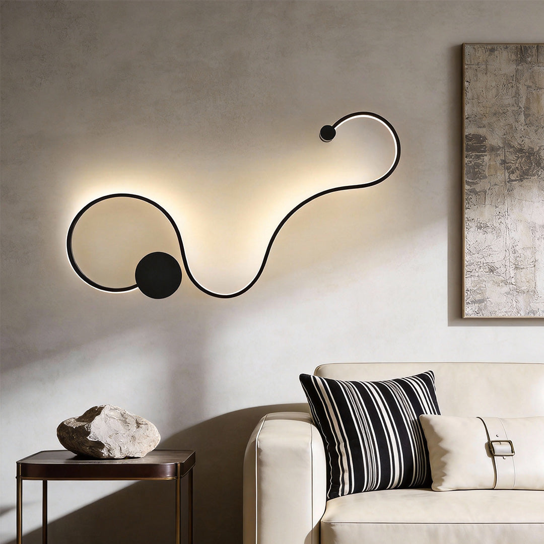 Modern Black Curved Wall Sconce with LED Light