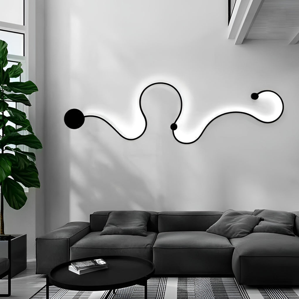 Modern Black Curved Wall Sconce with LED Light