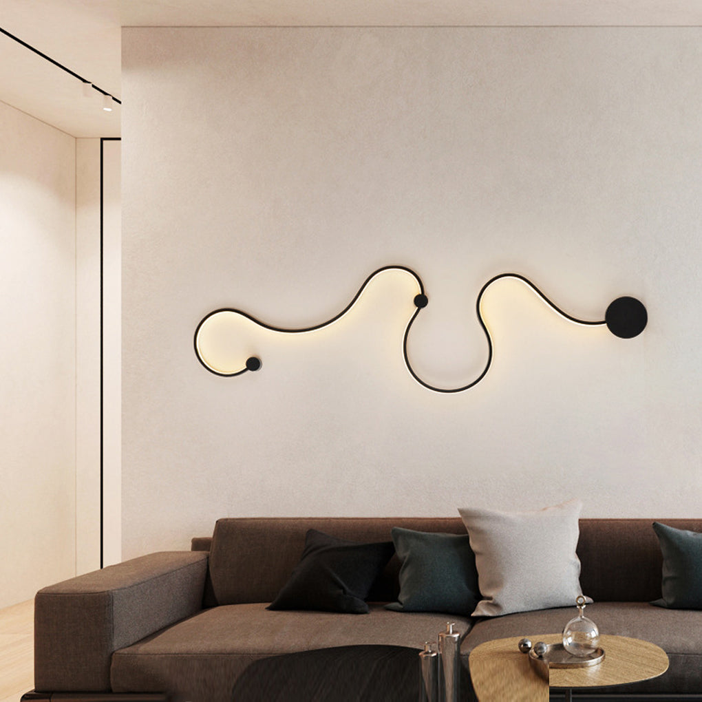 Modern Black Curved Wall Sconce with LED Light