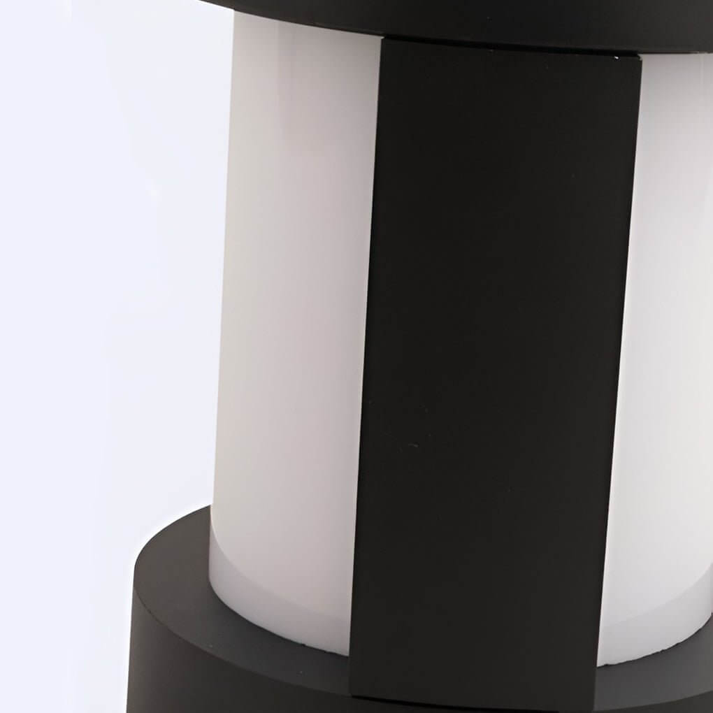 Modern Black LED Cylindrical Bollard Landscape Light