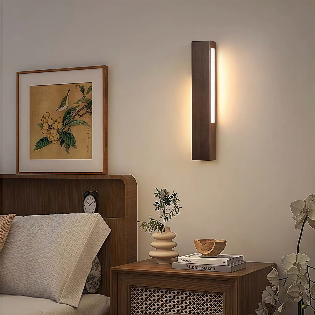 Premium Japanese LED Wall Light - Aluminum & Wood Bedside Lamp