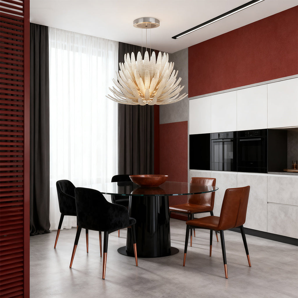 Luxury Stainless Steel and Glass Deco Chandelier Ceiling Light