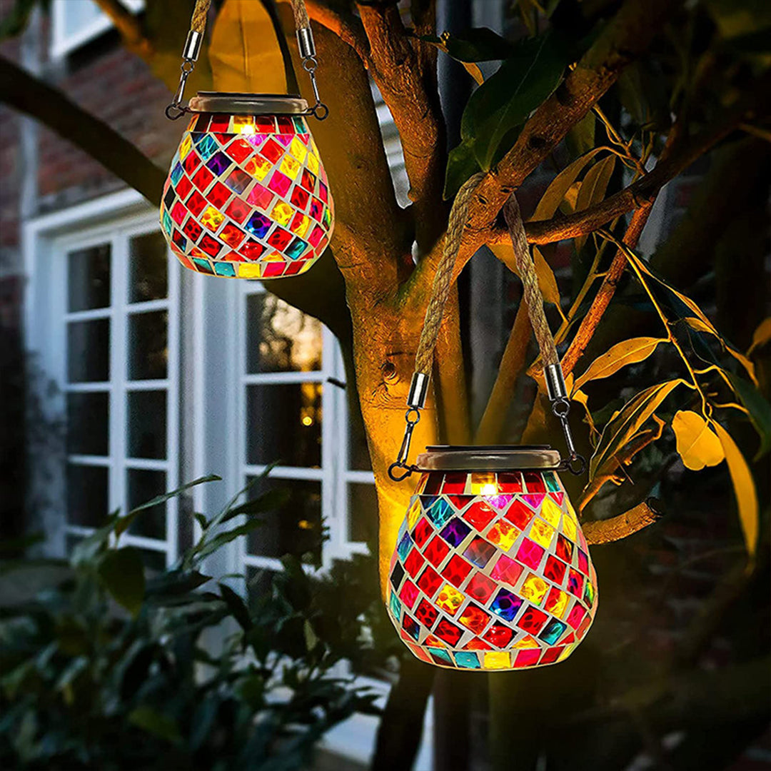Solar Mosaic Glass Landscape Lights - Colorful Outdoor Decor