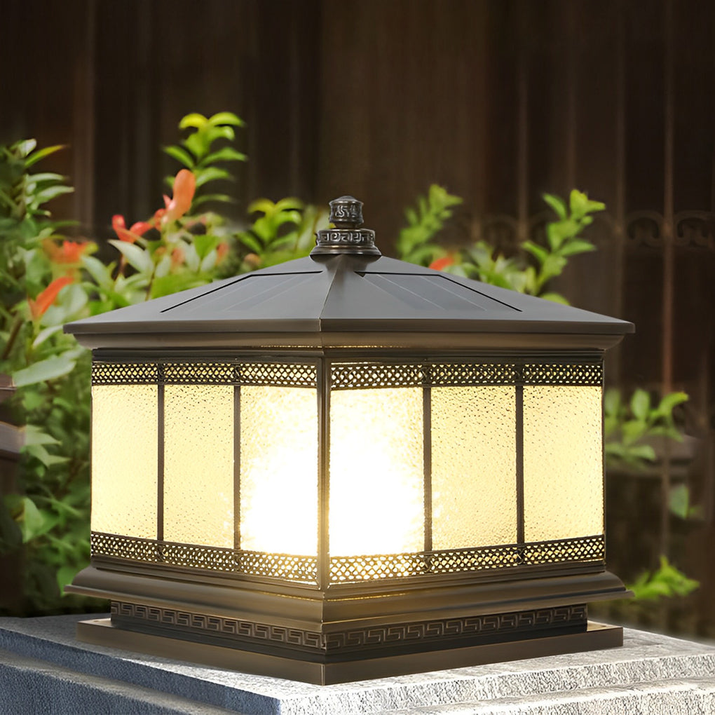 Premium Retro Copper Solar Pillar Lights - Waterproof Outdoor Fence Lamps