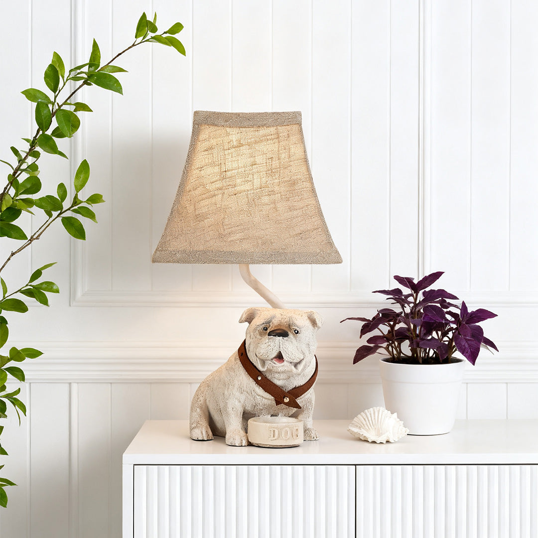 Elegant White Resin Dog Table Lamp - Mid-Century Decorative Lighting