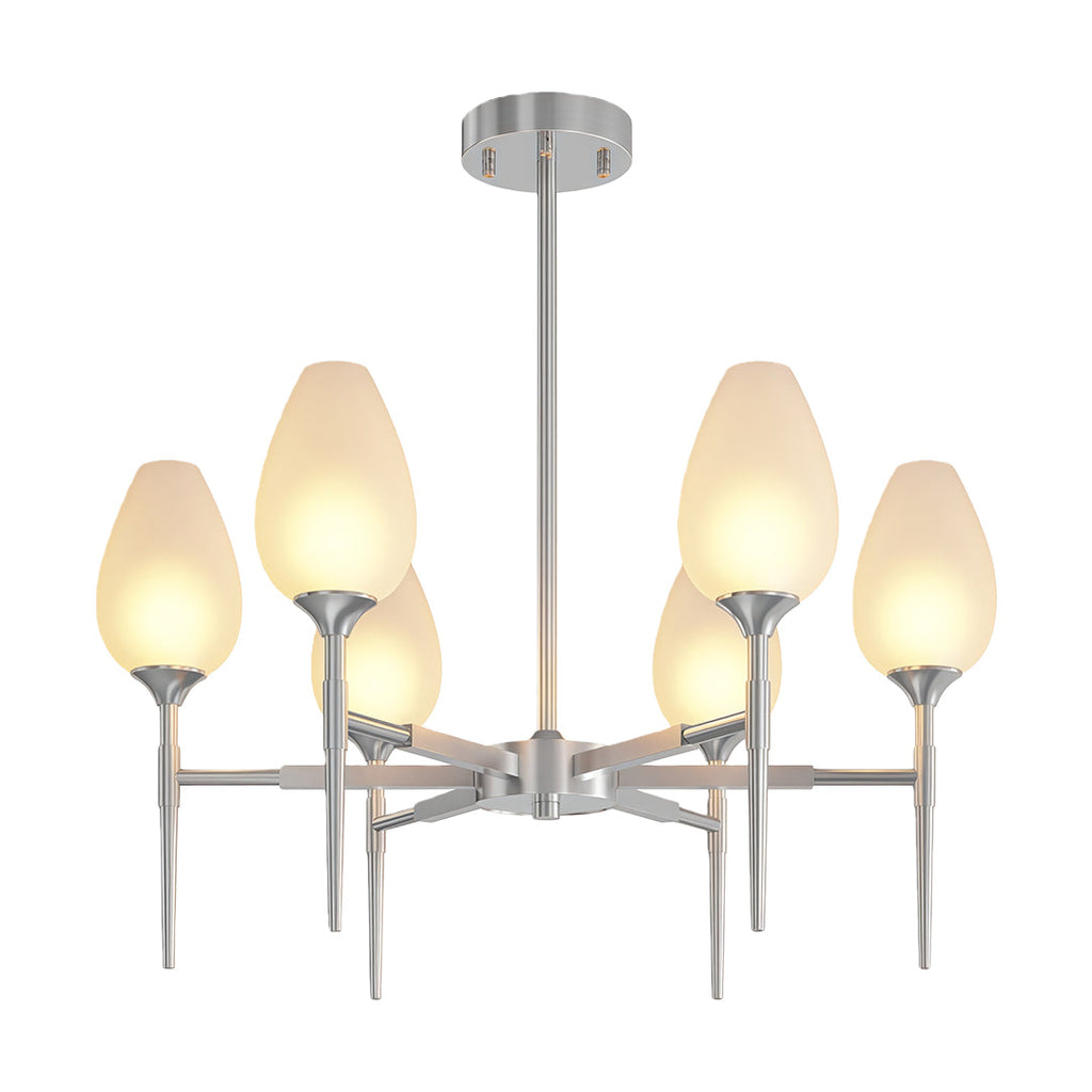 Modern Brass Glass Chandelier - Minimalist Ceiling Light