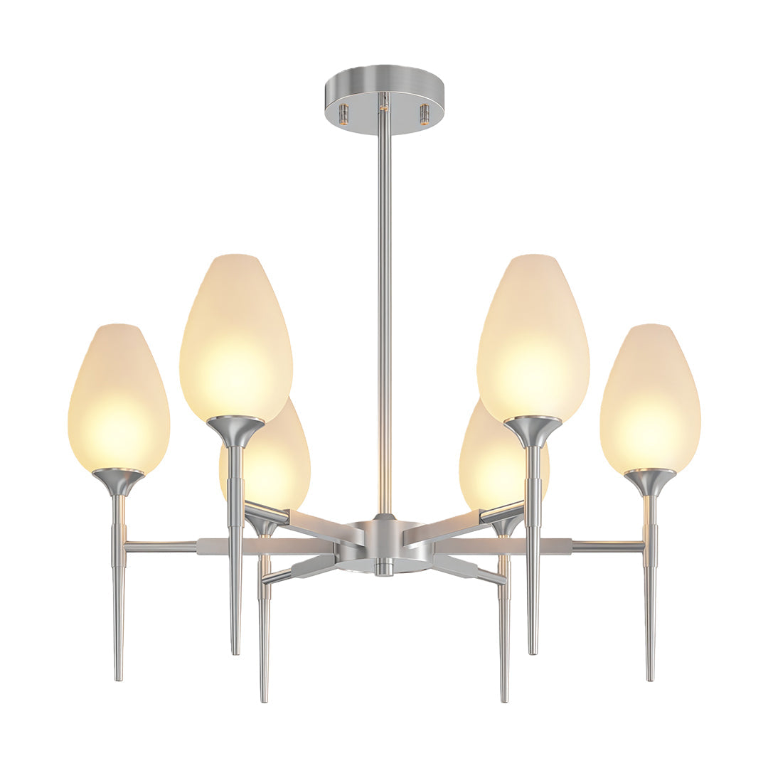 Modern Brass Glass Chandelier - Minimalist Ceiling Light