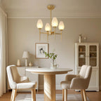 Modern Brass Glass Chandelier - Minimalist Ceiling Light
