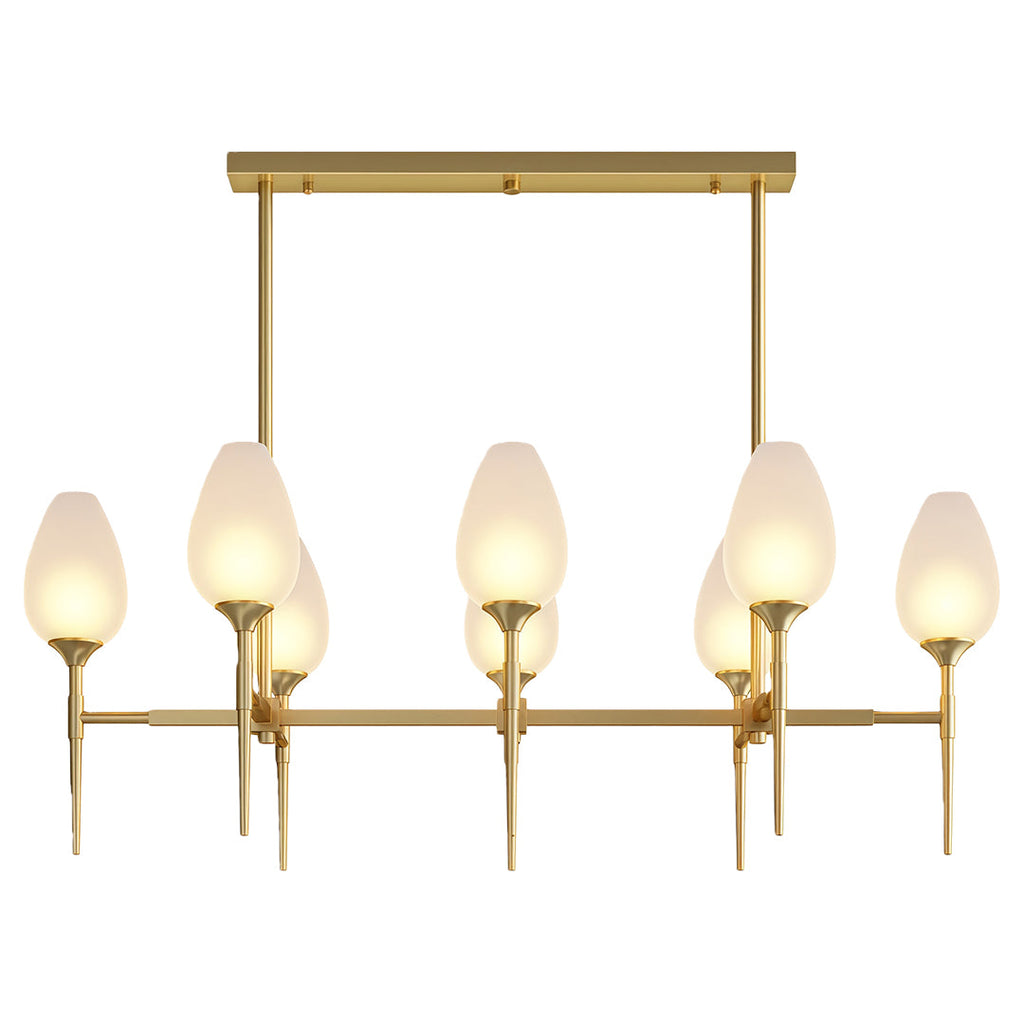 Modern Brass Glass Chandelier - Minimalist Ceiling Light