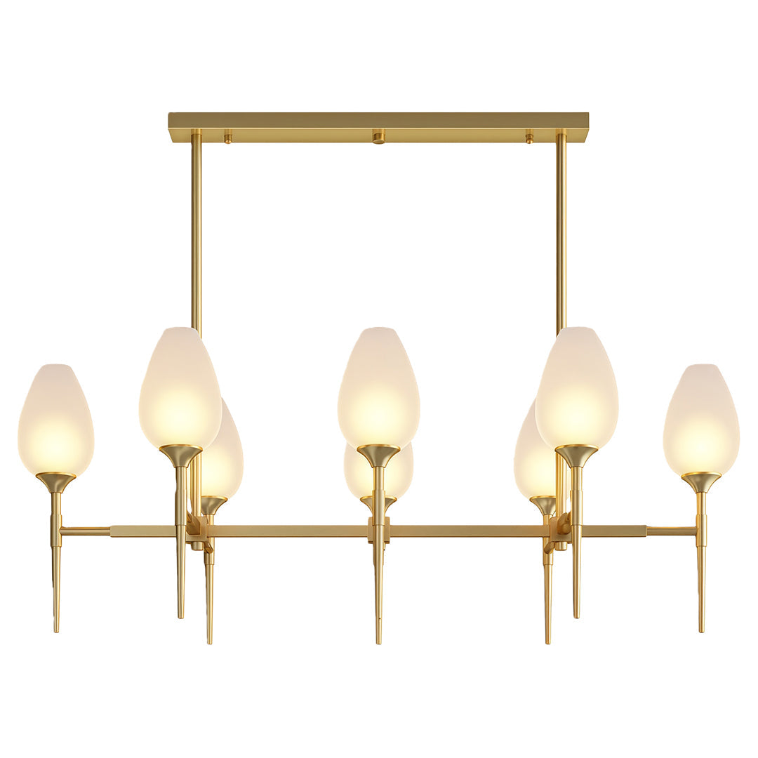 Modern Brass Glass Chandelier - Minimalist Ceiling Light