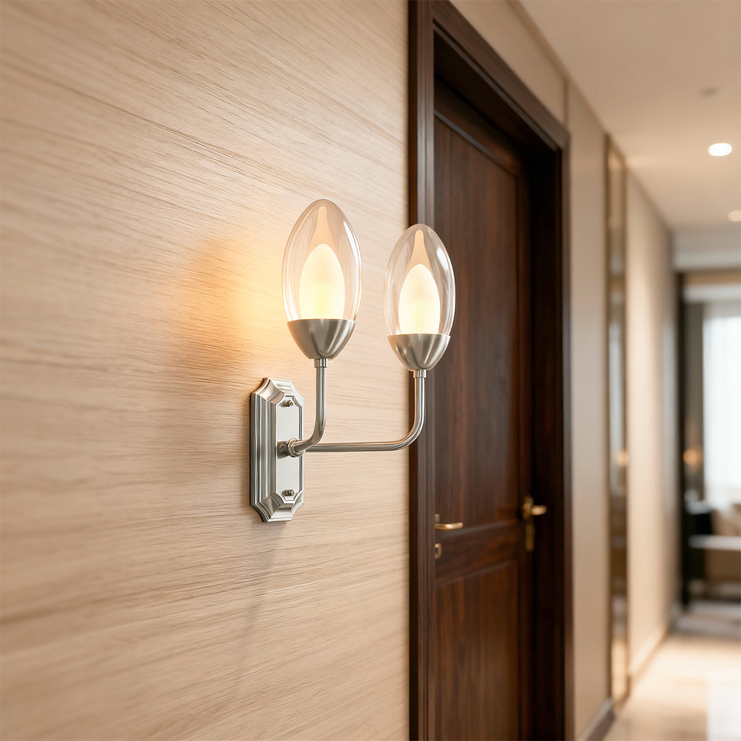 Modern Luxury Dual Head Copper Glass Wall Light