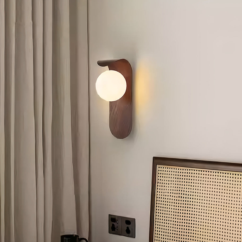 Mid-Century Minimalist Wood Grain LED Wall Lights