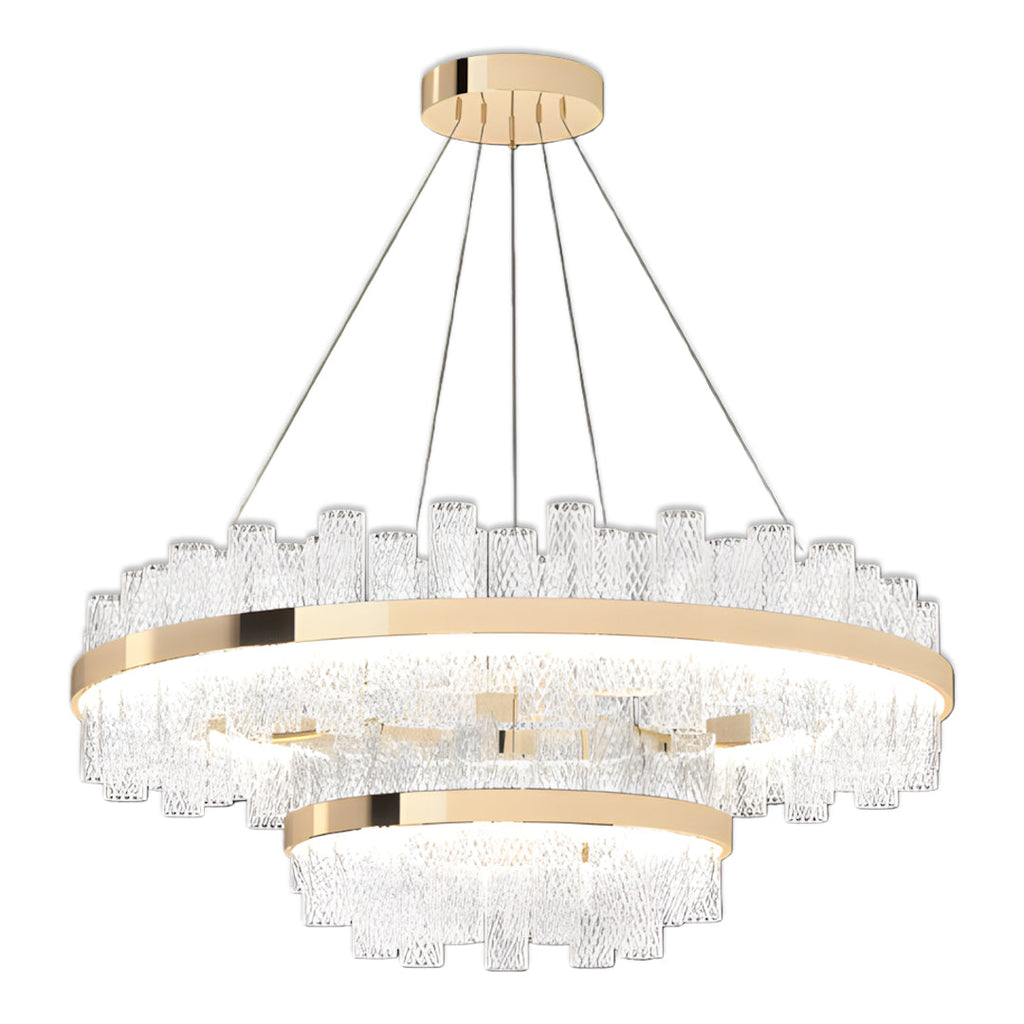 Contemporary LED Chandelier with Crackled Glass Shade