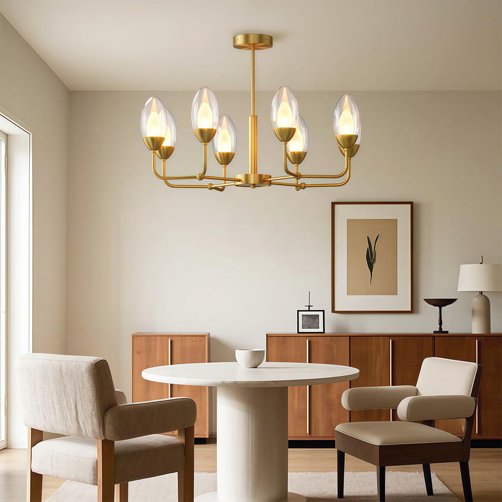 Luxury Copper Minimalist Chandelier - Modern Ceiling Light