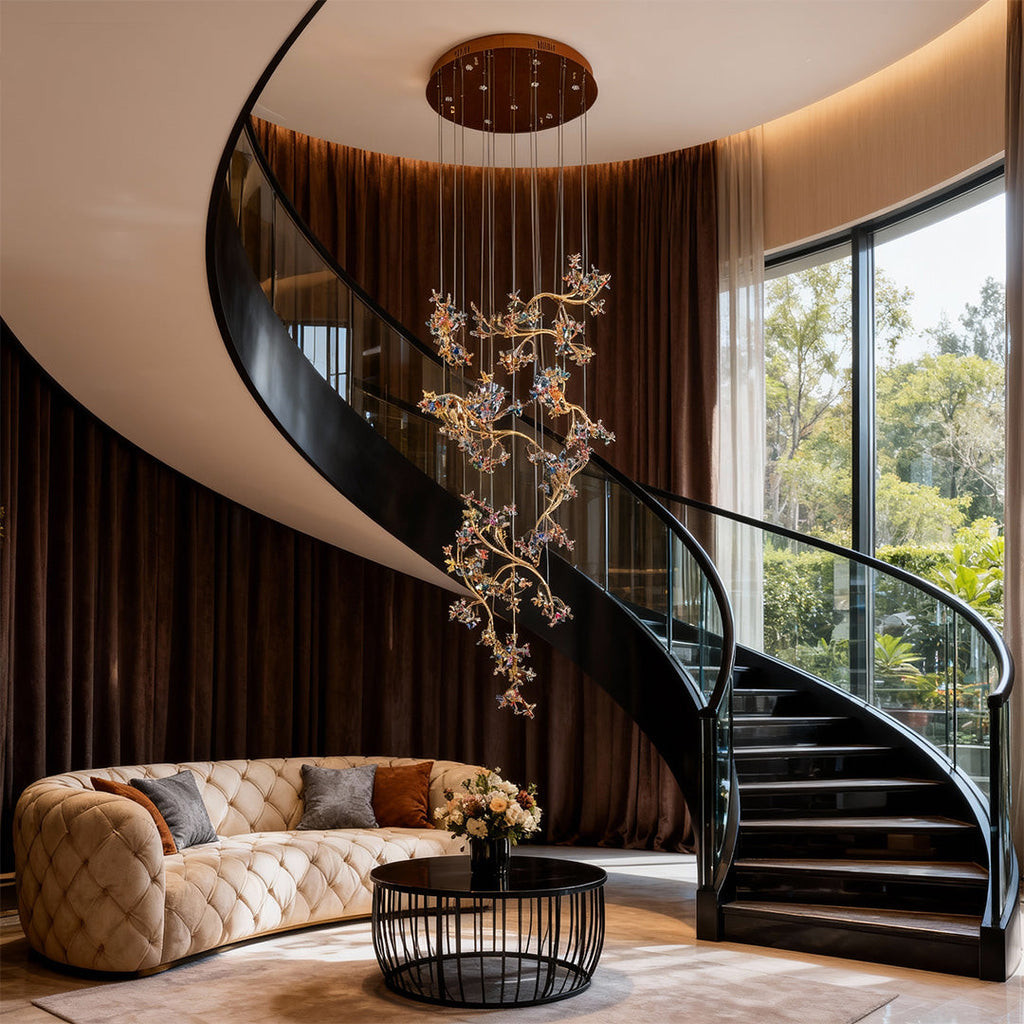 Elegant Crystal Rotating Chandelier for Staircase