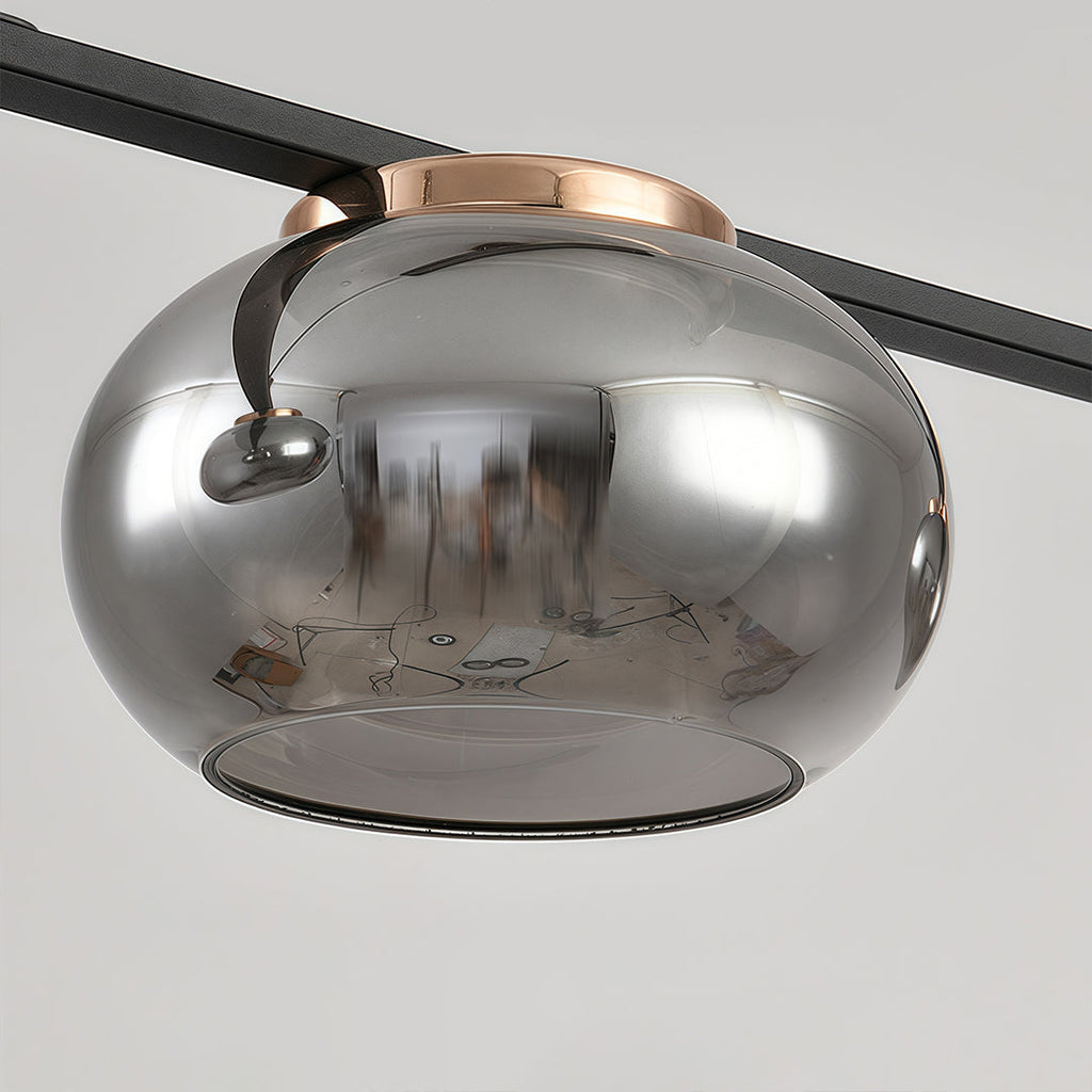 Gray Glass Globe Pendant Light - Full-Spectrum Metal Ceiling Fixture