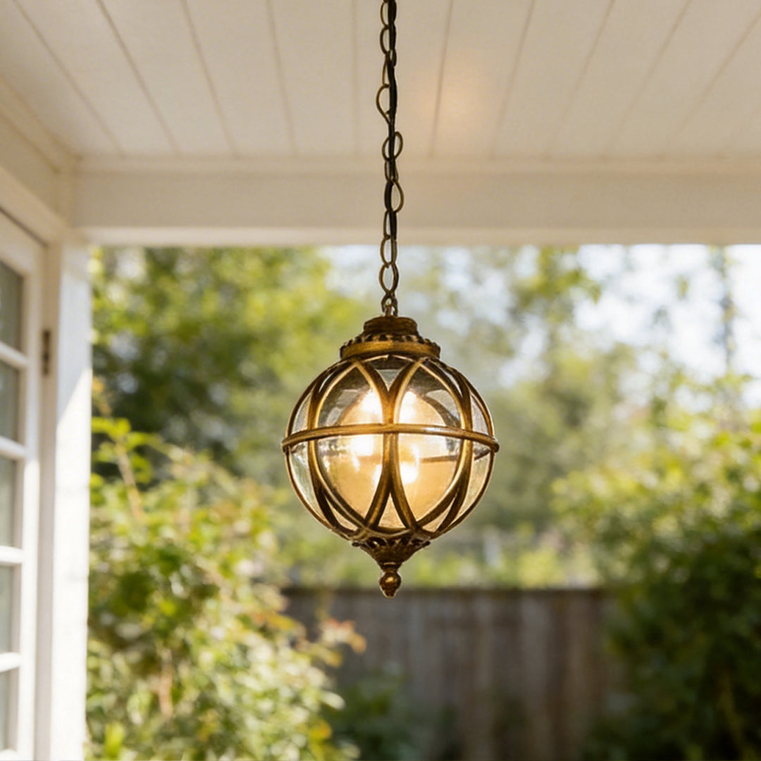 Premium Metal Orb Outdoor Ceiling Light - Moisture-Proof Pendant