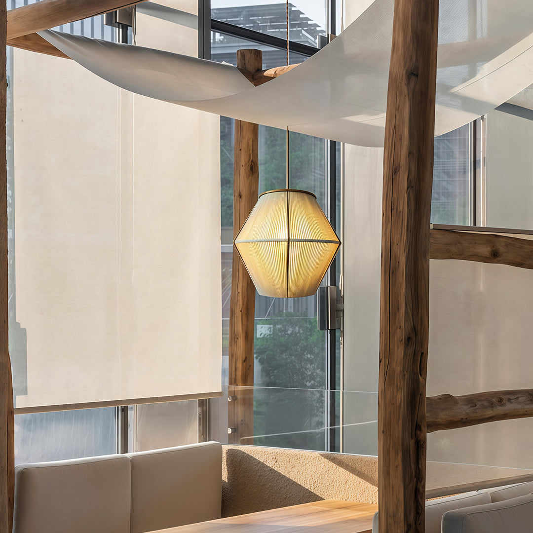 Japanese-Inspired Braided Hemp Rope Pendant Light