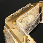 Luxury Rectangular Glass Chandelier with Brass Ceiling Fixture