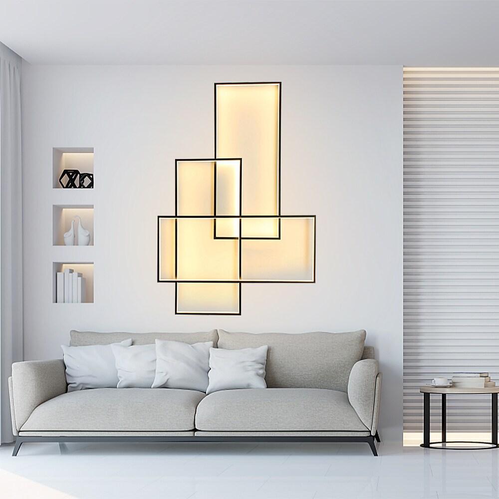 Aluminum Geometric Flush Mount LED Ceiling Light - Overlapping Rectangles Design