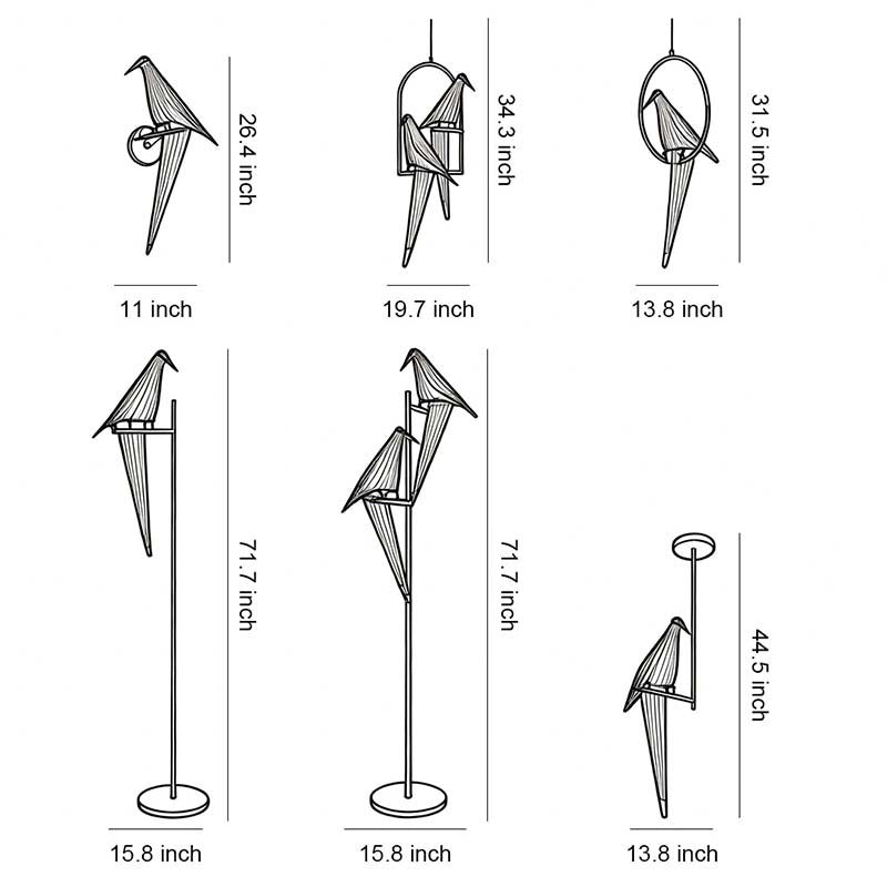 Modern Gold Accent Origami Crane Wall Light