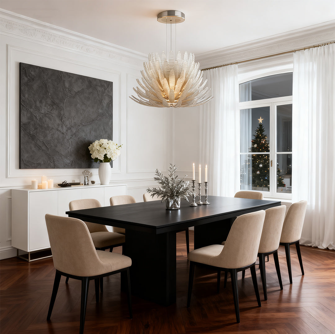 Luxury Stainless Steel and Glass Deco Chandelier Ceiling Light