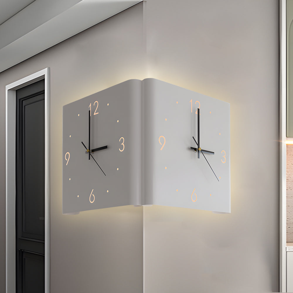 Modern Square Backlit Metal Wall Clock Lamp
