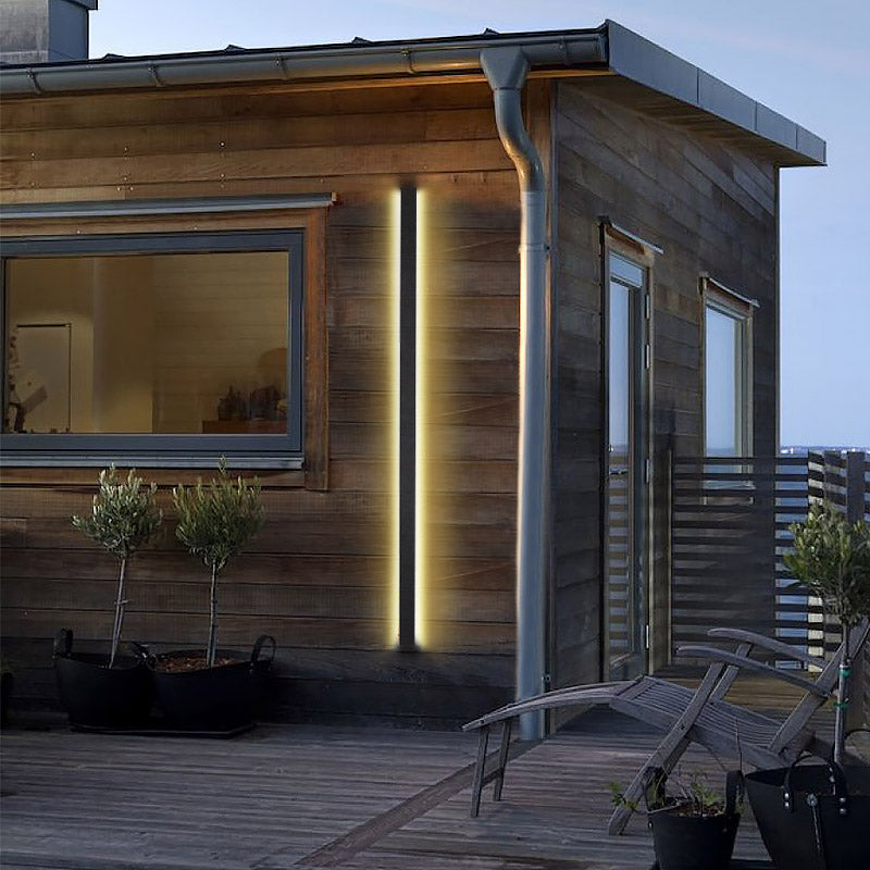 Modern LED Linear Wall Light - Long Black Outdoor Fixture
