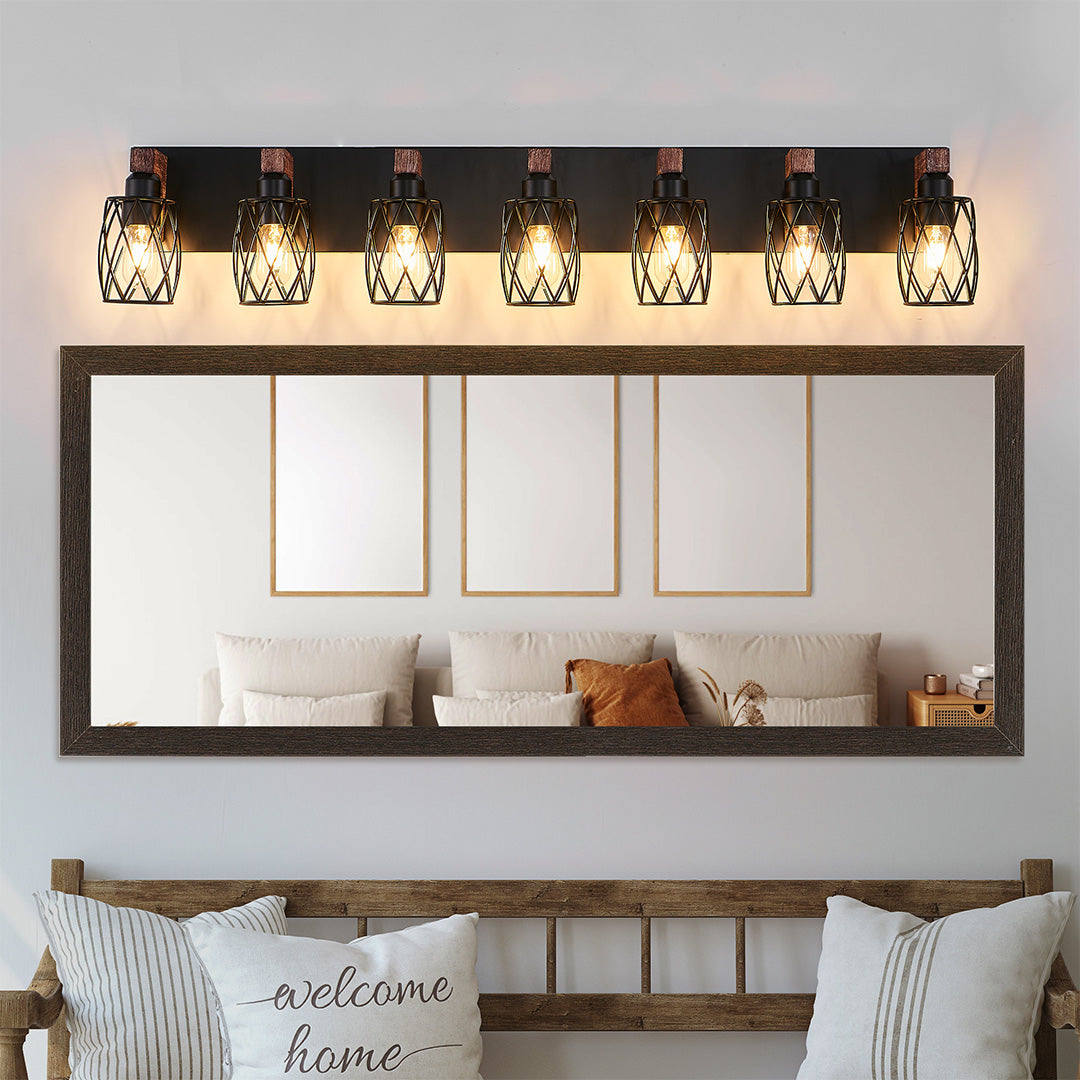 Premium Black Metal Cage Vanity Light for Bathroom Mirrors