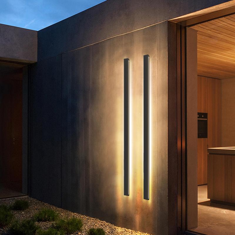 Minimalist Black LED Linear Outdoor Wall Sconce