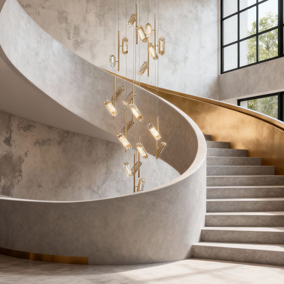 Luxury Acrylic LED Staircase Chandelier - Elegant Ceiling Light