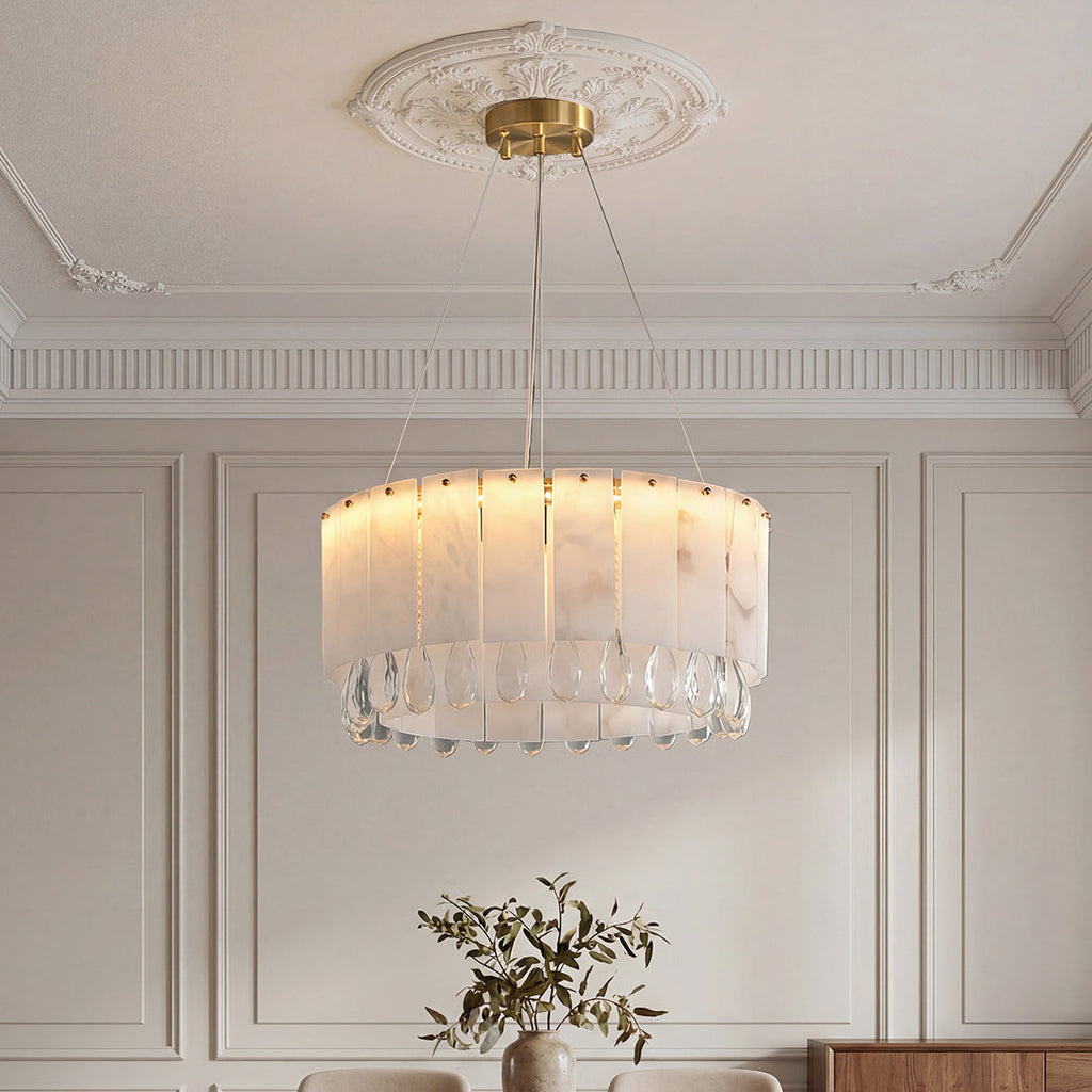 Luxury Brass Chandelier with Cloud Stone Ceiling Light
