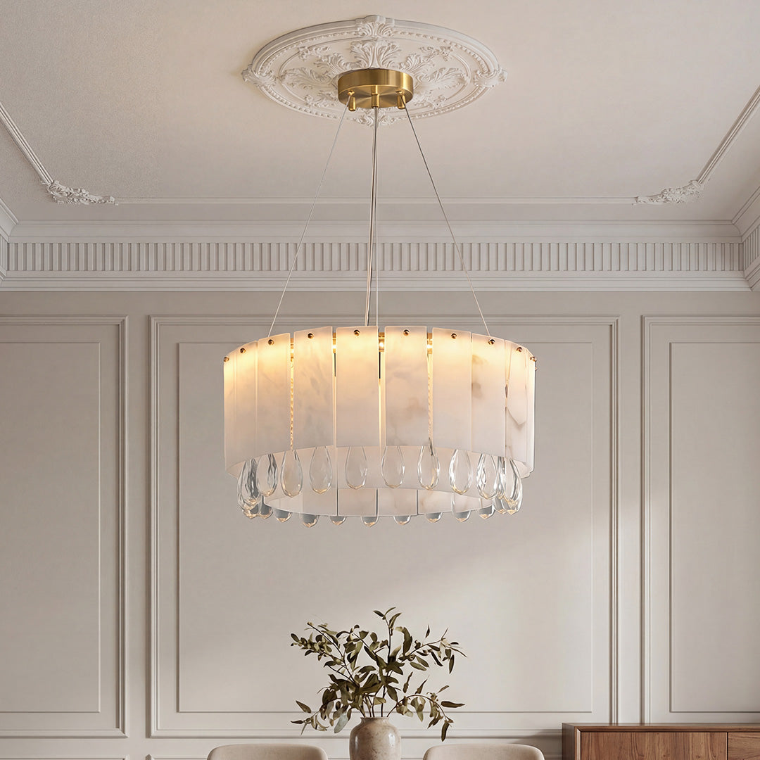 Luxury Brass Chandelier with Cloud Stone Ceiling Light