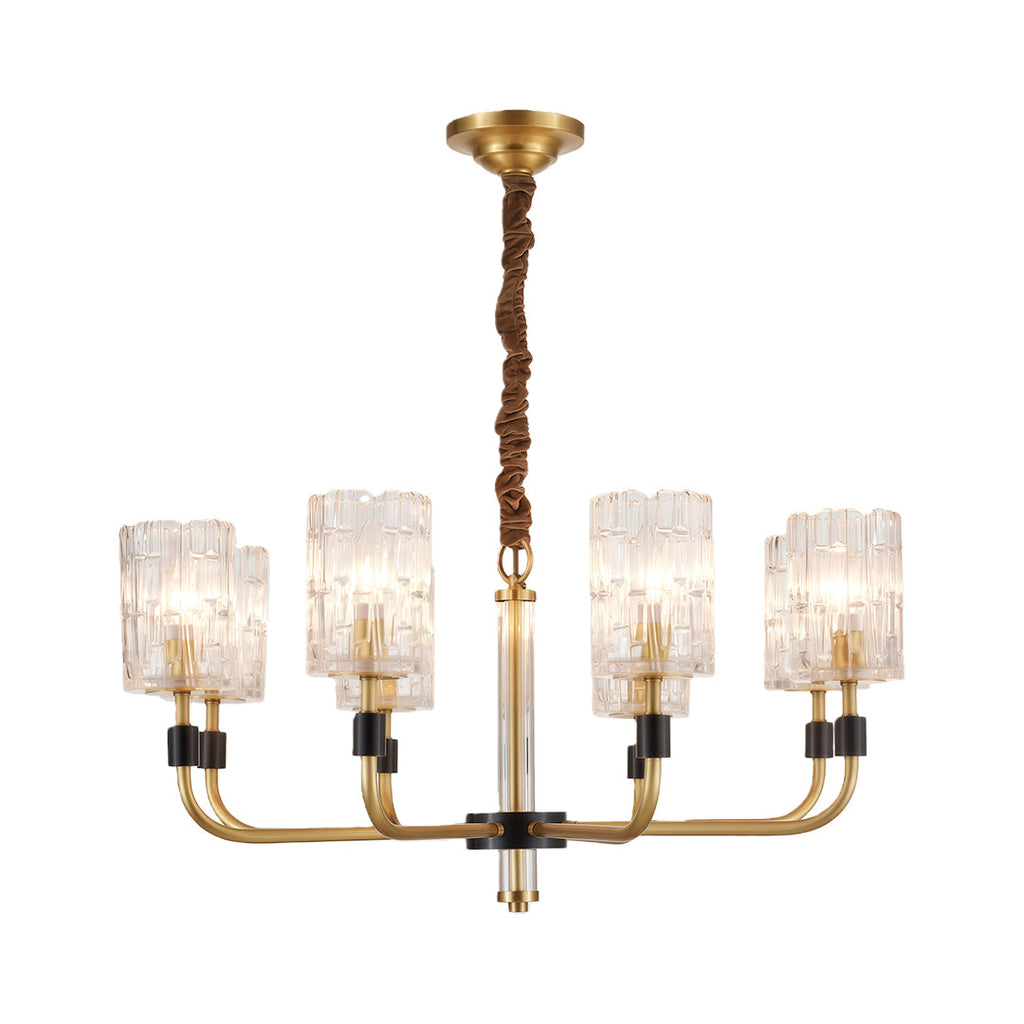 Modern Minimalist Copper and Glass Chandelier Ceiling Light