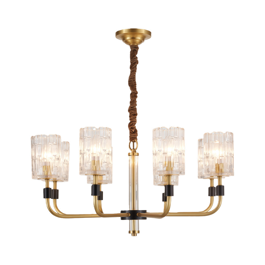 Modern Minimalist Copper and Glass Chandelier Ceiling Light