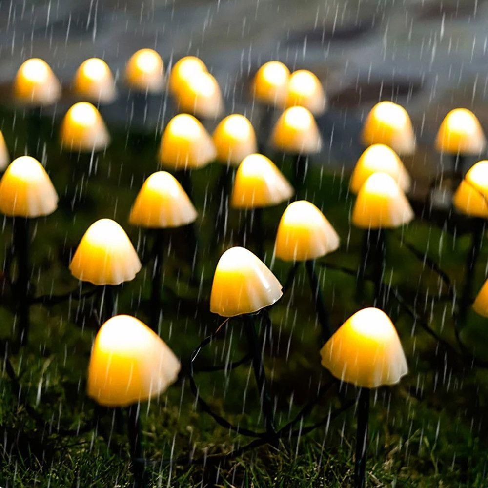 Premium Outdoor Mini Mushroom RGB Solar String Lights - 16.40 ft