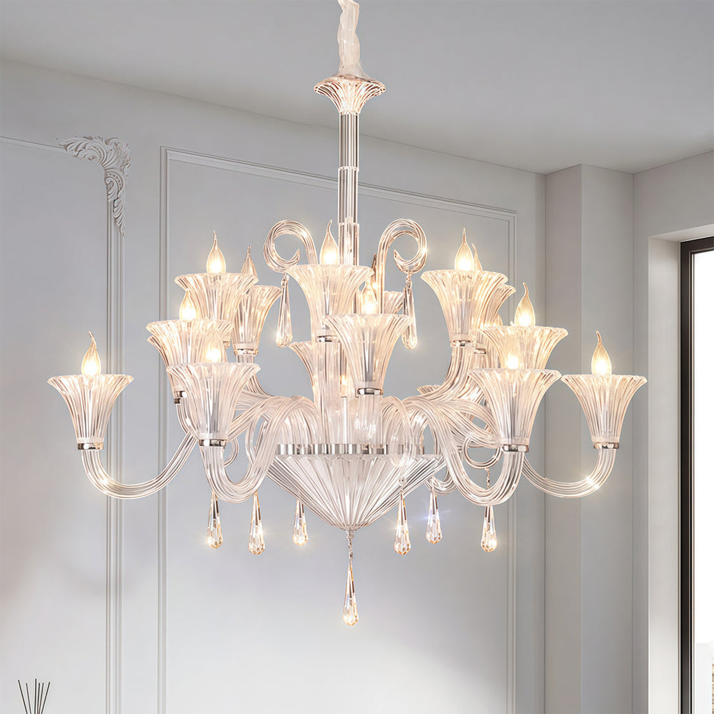Elegant French Art Glass Ceiling Chandelier