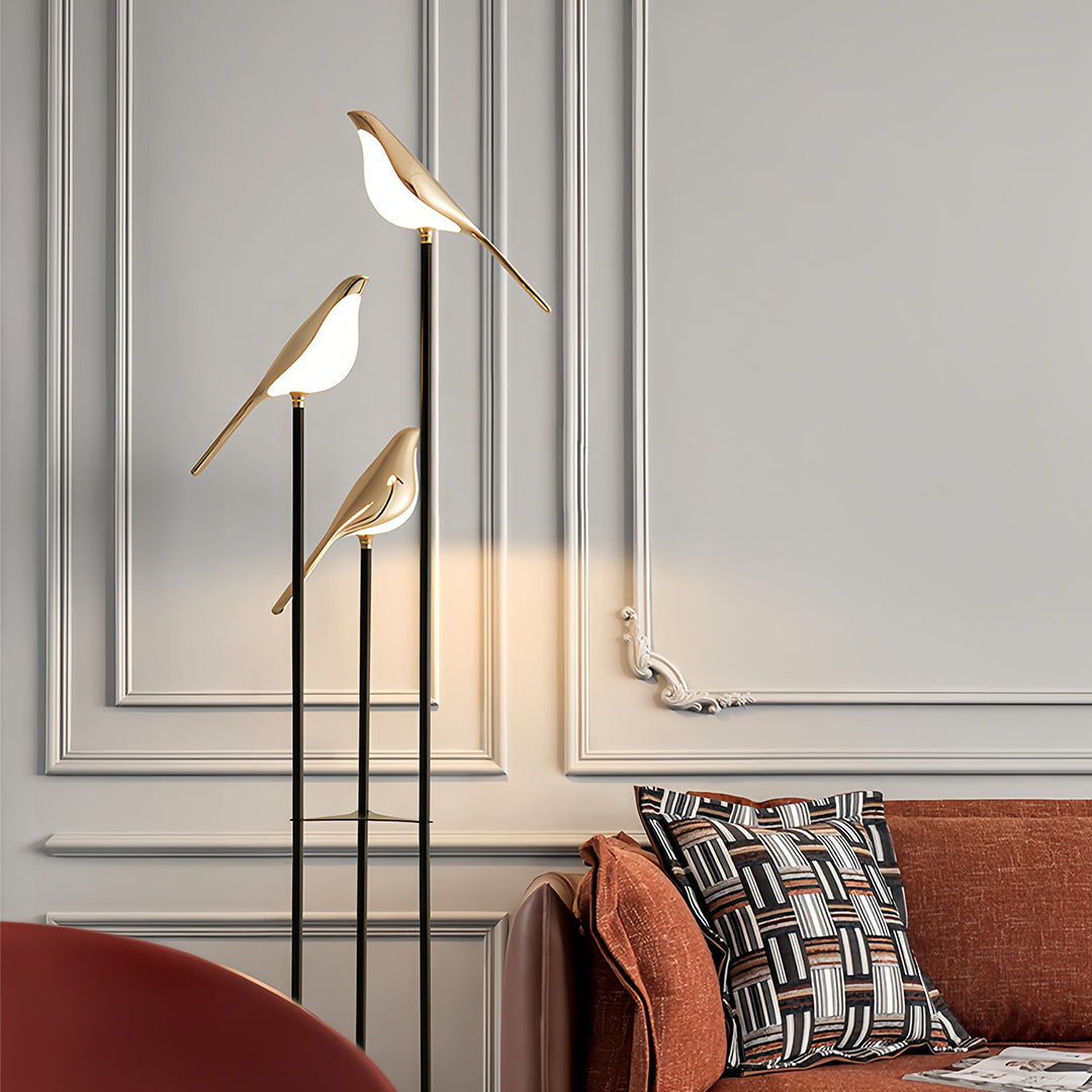 Contemporary 3-Head Bird Floor Lamp - Artistic Accent Lighting
