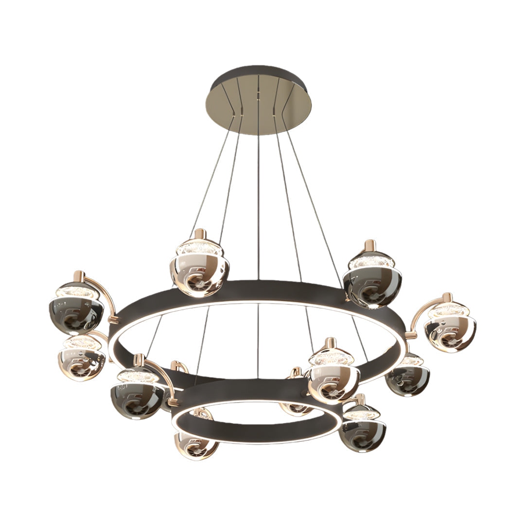 Modern Black and Gold LED Chandelier Ceiling Light