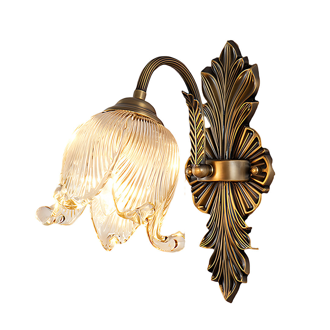 Brass Wall Light with Clear Glass Shade