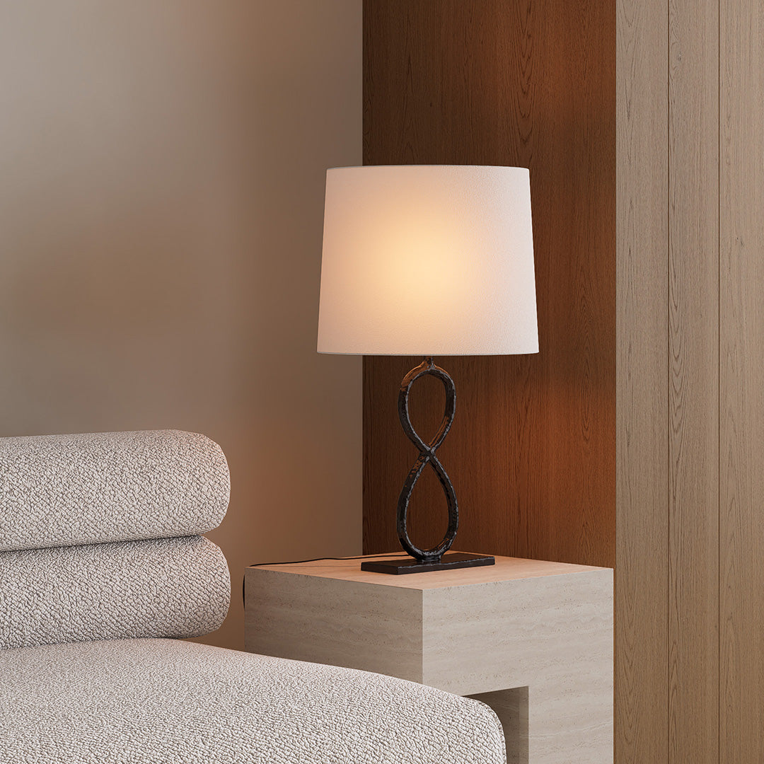 European Luxury Bronze Metal Table Lamp with Fabric Shade