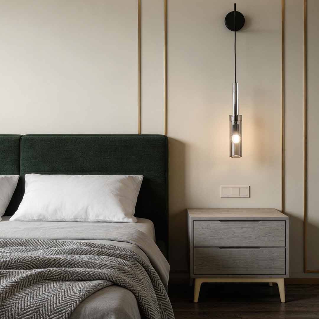 Modern Black and Copper Bedside Wall Lamp
