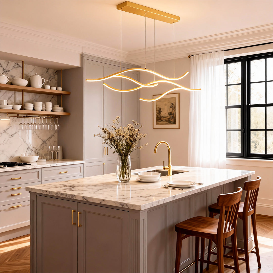 Wavy Curved LED Pendant Light - Modern Metal Ceiling Fixture
