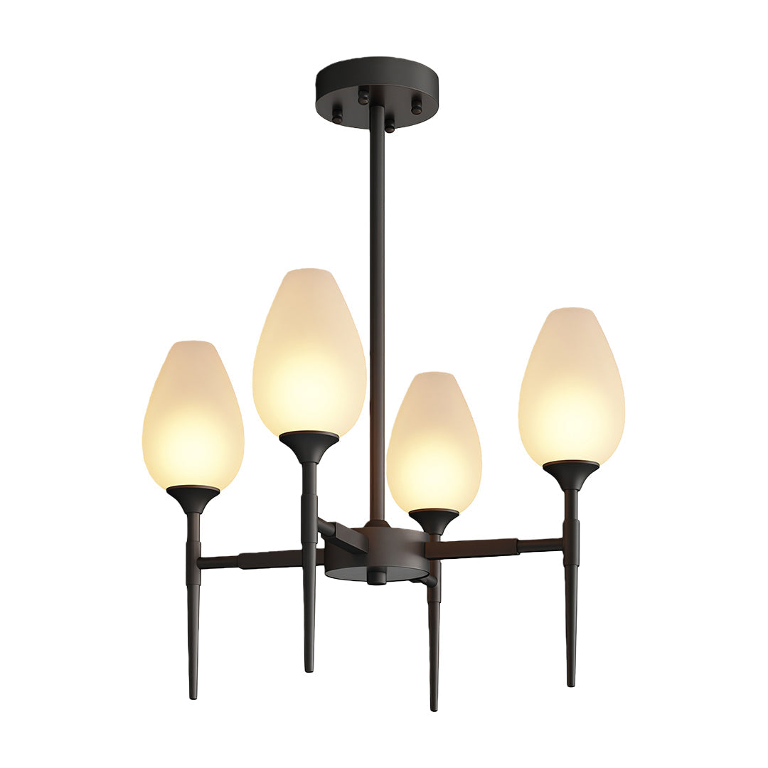 Modern Brass Glass Chandelier - Minimalist Ceiling Light