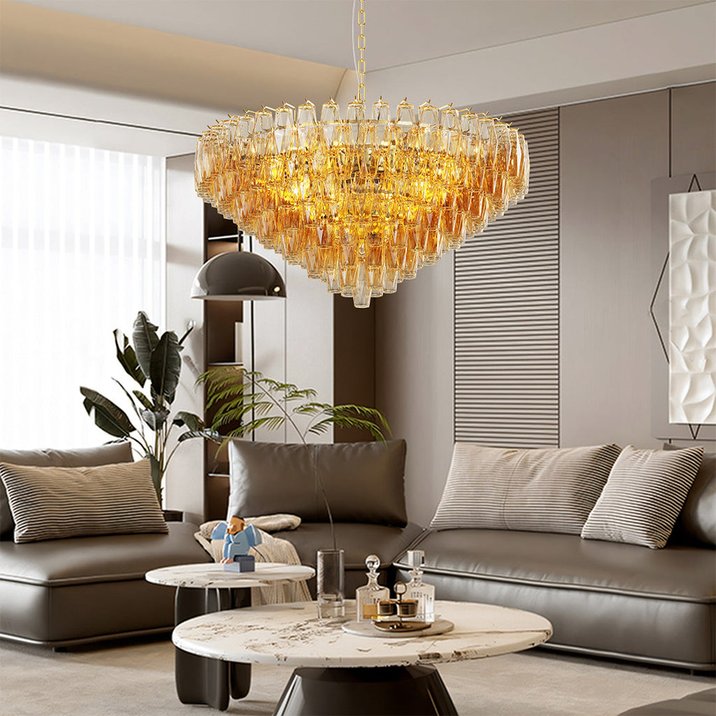Luxury Multi-Head Glass Pendant Chandelier for Elegant Ceilings