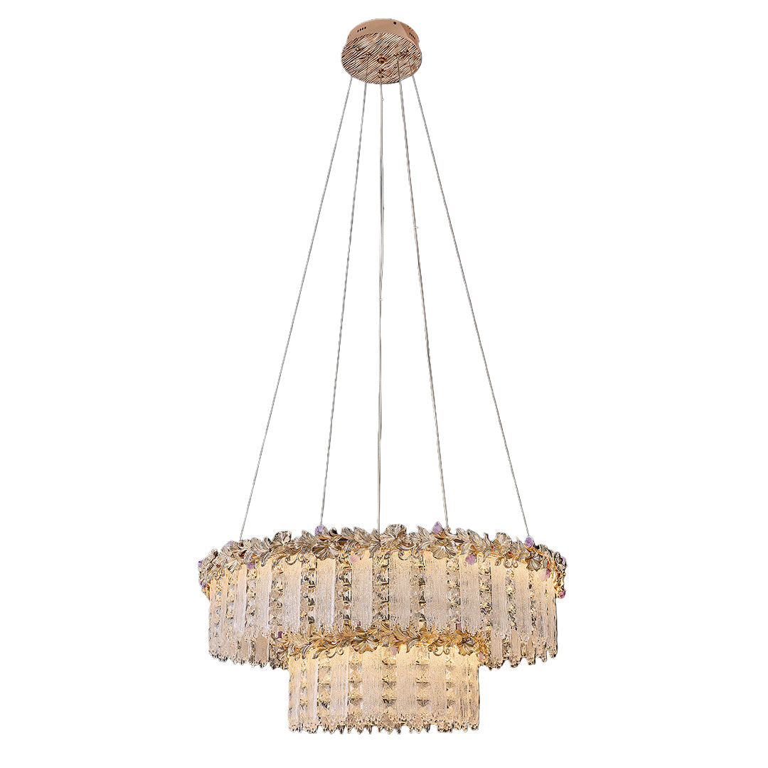 Gold Crystal Chandelier - French Minimalist Ceiling Light