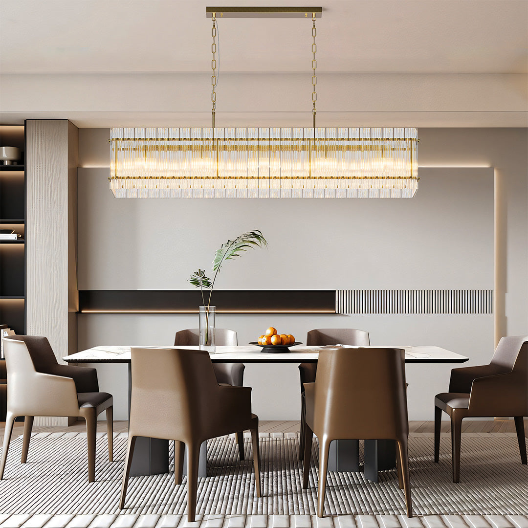 Luxury Iron Chandelier with Glass Lamp Shade - Elegant Ceiling Light