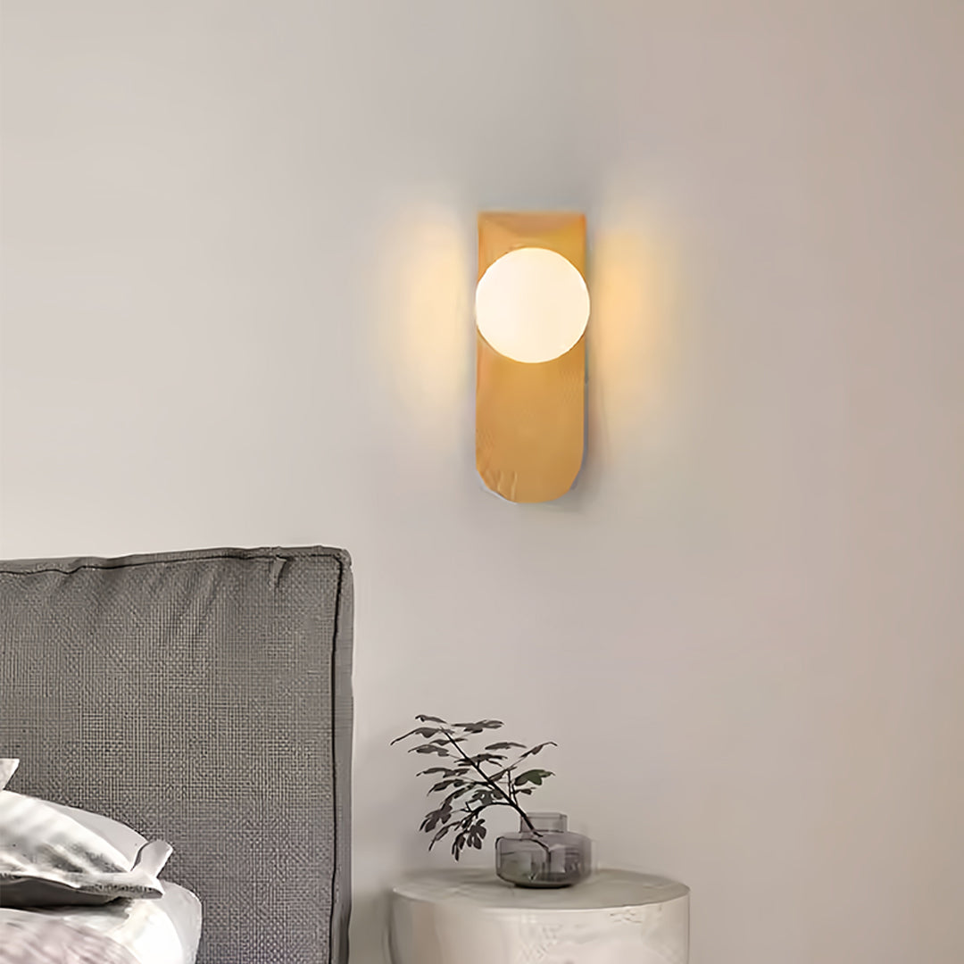 Mid-Century Minimalist Wood Grain LED Wall Lights